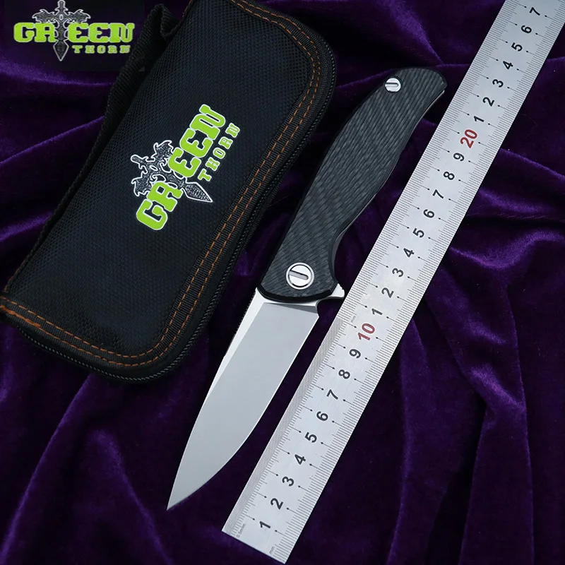 Зеленый шип Хати F95 M390 лезвие 3D CF+ Титан ручка Флиппер Складной нож Открытый Отдых EDC Инструменты Охота карманные ножи