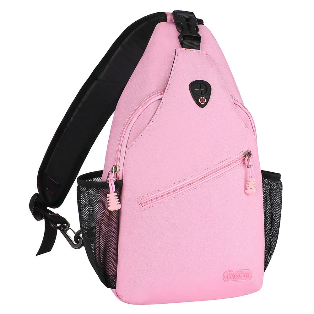 浅粉色涤纶胸包