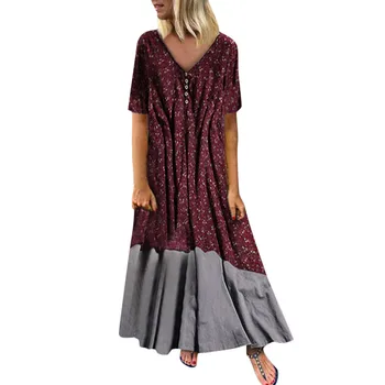 

2019 MAXIORILL платье new bohemian women's patchwork floral print loose large size long dress wholesale free shipping t3+3