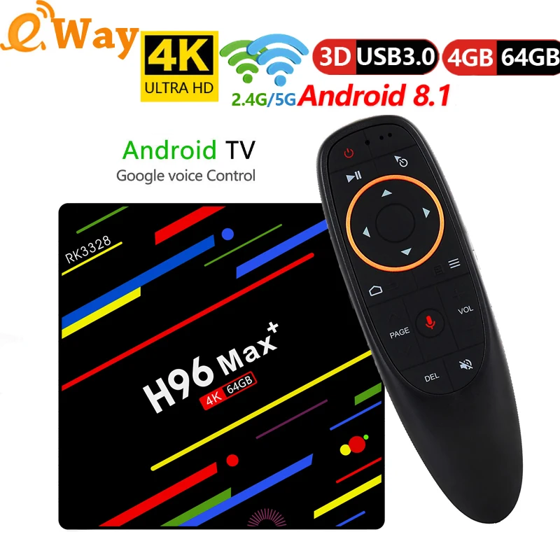 

H96 MAX Plus TV Box Android 8.1 With Control Voice 1080P Smart Set Top Box RK3328 4GB 32GB 64GB 5G Wifi 4K H.265 Media player