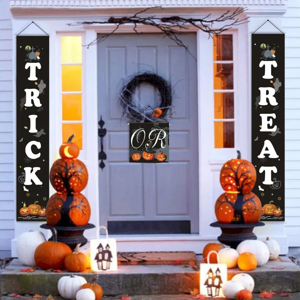 

HUIRAN Trick or Treat Banner Halloween Banner Hanging 2019 Halloween Decoration Supplies Outdoor Halloween Party Decor for Home