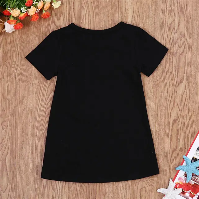Newborn Kid Baby Girls 3D Roses Flower Printing Princess Party Dress Outfits Xmas Straight Dresses Sleeve Black