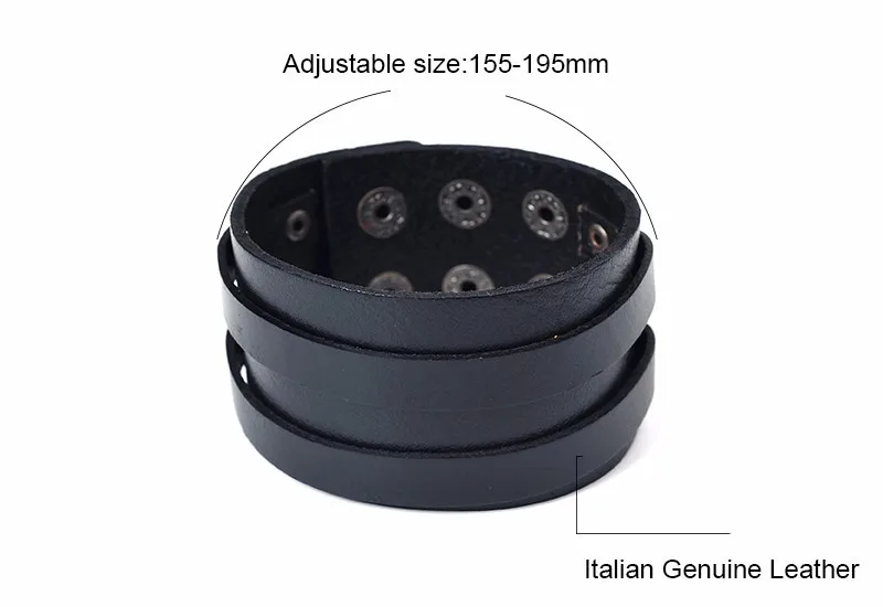 Новое поступление модный двойной ремень итальянский Браслет из натуральной кожи на запястье дружба большой широкий браслет для мужчин Пряжка Панк ювелирные изделия PG032