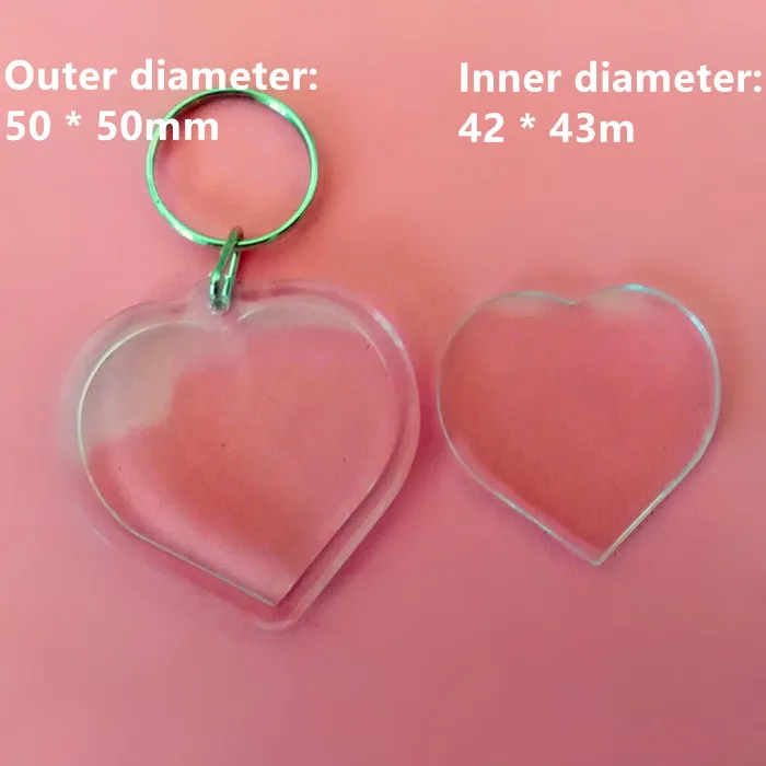 10 Pcs Heart Shaped DIY Acrylic Blank Picture Frame Keychains