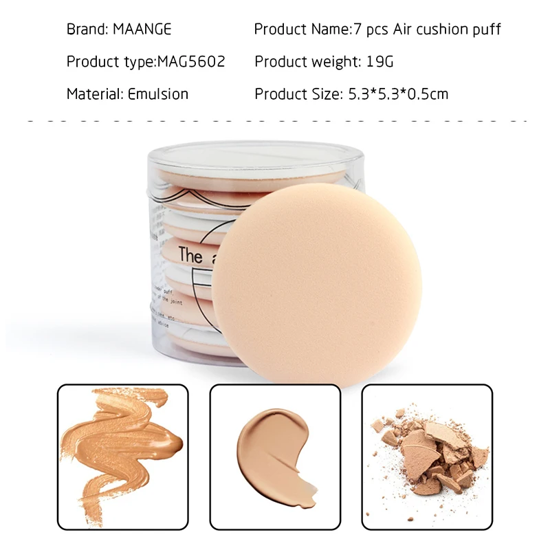 

MAANGE 7Pcs/set Air Cushion BB cosmetic puff powder sponge Foundation Base Liquid Latex Facial Smooth Powder make up tool