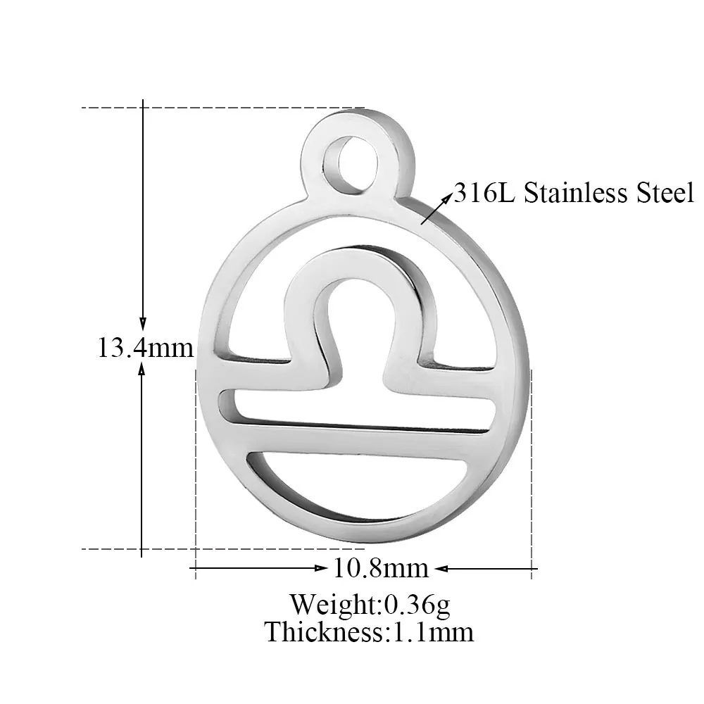 Fnixtar 10,8*13,4 мм нержавеющая сталь 12 зодиакальных металлических шармов DIY Созвездие для женщин Изготовление ювелирных изделий мини-шармов 12 шт./лот