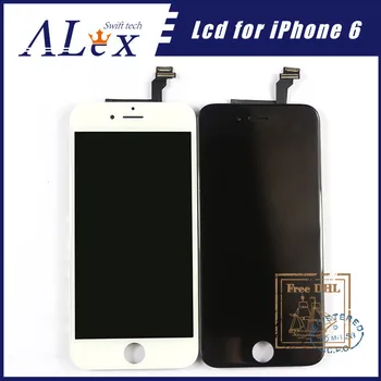

10PCS Retina lcd for iphone 6 black/white + touch glass on frame good quality screen for iphone 6 Free DHL ship
