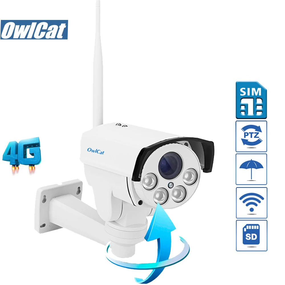 OwlCat HD 1080P 960P Наружная цилиндрическая PTZ IP камера wifi 5X Zoom Автофокус 3g/4G sim-карта AP камера видеонаблюдения движения Аудио Микрофон