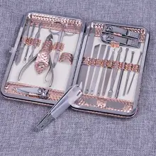Дропшиппинг 12/19 шт ватные палочки по уходу за ногтями Набор с Чехол Нержавеющая сталь машинки для стрижки ногтей, набор Уход за лошадьми для ногтей Маникюр Педикюр Инструменты SMJ