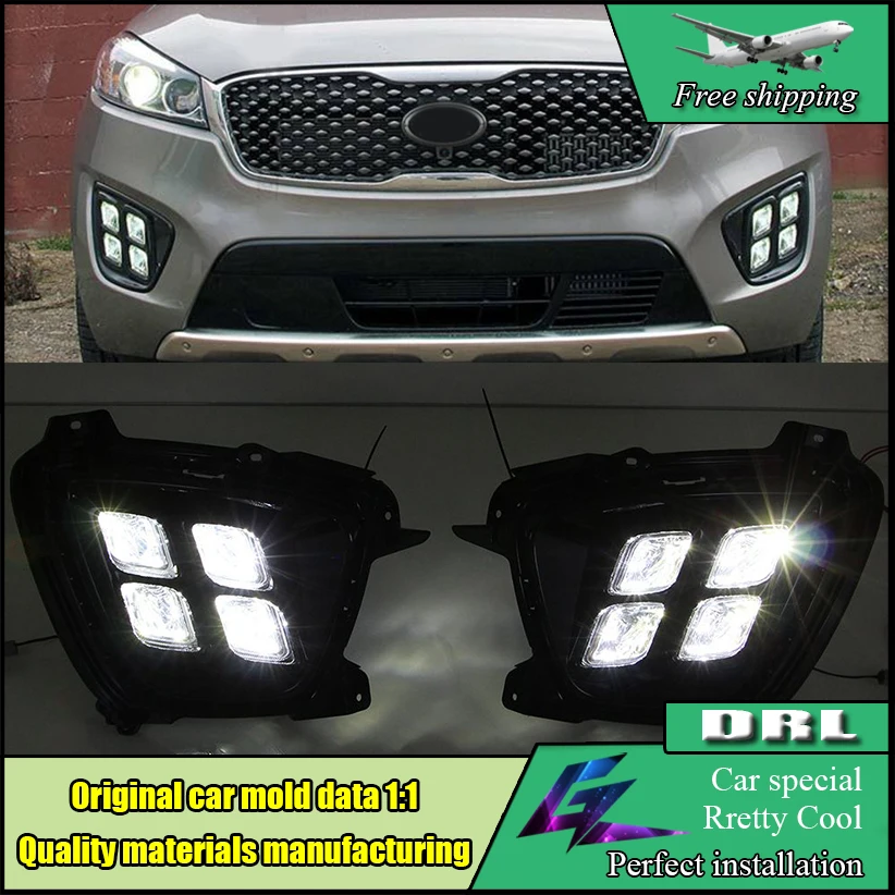 

Car Styling LED DRL Kit For Kia Sorento L 2015 2016 High brightness 4 Eyes led fog lamps DRL Daytime running light Day light