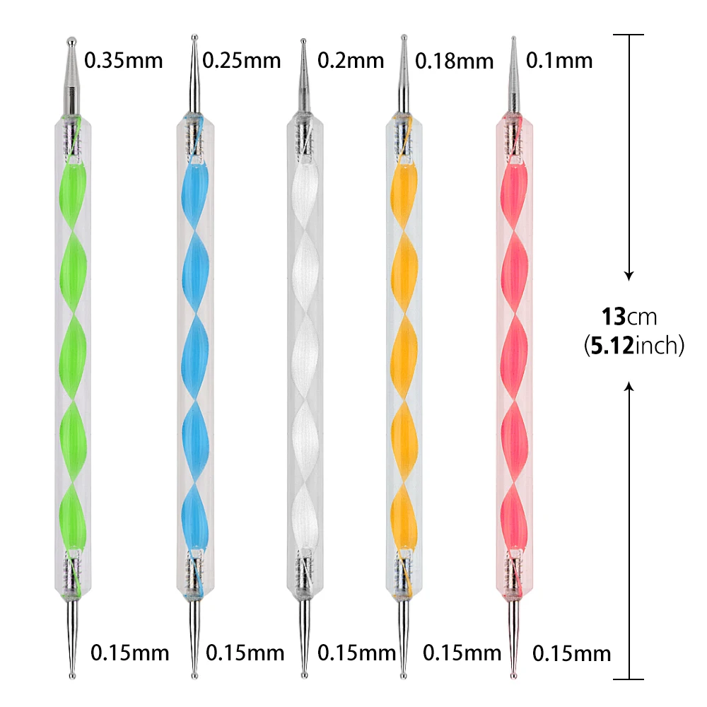 

5PCS Professional Nail Art Tools Mandala Dot Painting Tool Kit Mandala Stencils Dot Painting Pen Set Nail Rhinestones Tool