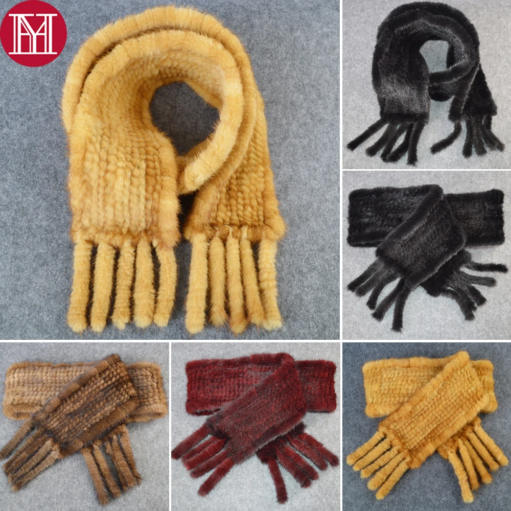 

2019 hot women real mink fur scarf 100% genuine real mink fur Neckerchief quality handmade knitted real mink fur shawl scarves