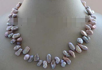 

AA 004259 Genuine Natural Baroque Purple Reborn Keshi Petal Pearl Necklace