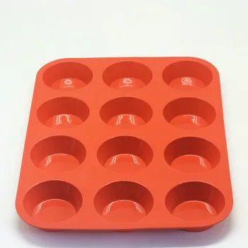 

1Pc Baking Tool Silicone Cake Tool 12 -cavity Cupcake Mold Muffin Cake Mould Non-Stick 33.3*25*2.4cm Red