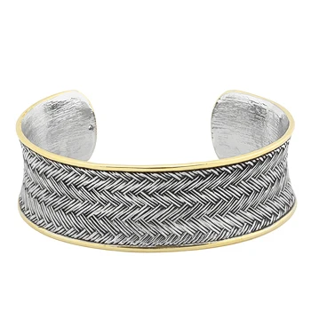 Tutone Weaved Bracelet Cuff