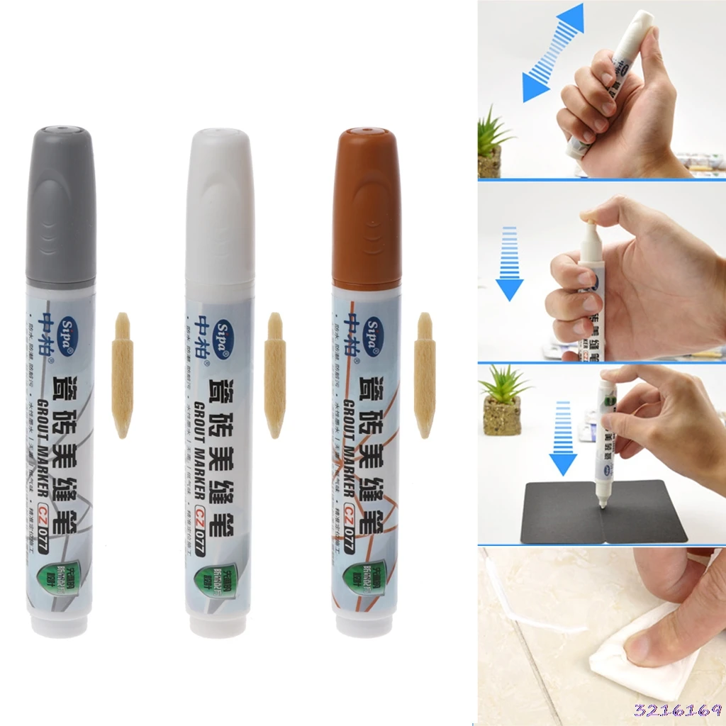 

Grout Pen Tile Gap Repair 3 Colors Pen White Tile Refill Waterproof Mouldproof
