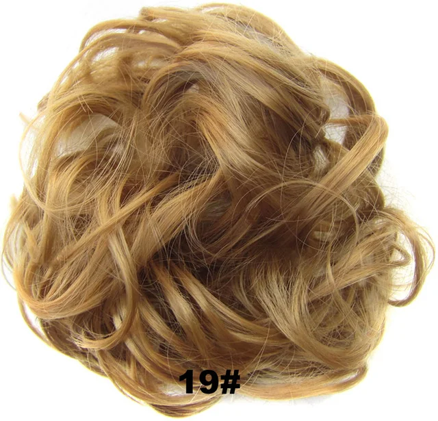 Женские Эластичные волнистые кудрявые синтетические шиньоны резинка для волос обертка для волос булочка шиньон аксессуары Q5, 30 г 44 цвета avialble 1 шт - Цвет: Q5 Color 19