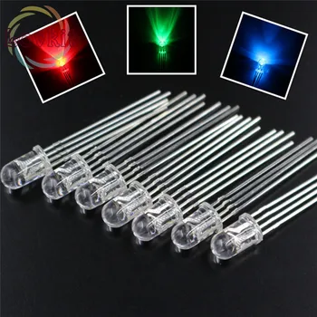 

50pcs/lot High Quality 5mm Transparent Connon Anode and Cathode Red Green Blue RGB LED 4Pins Tri Color Emitting Diodes