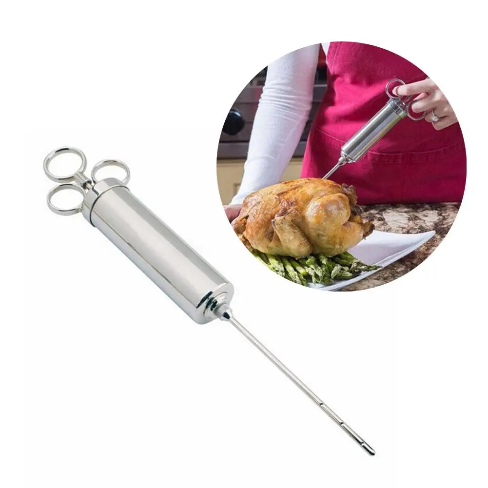 Kitchen Stainless Steel Turkey Barbecue Seasoning Syringe Small Tools Turkey Pin Syringe Turkey Pin Seasoning
