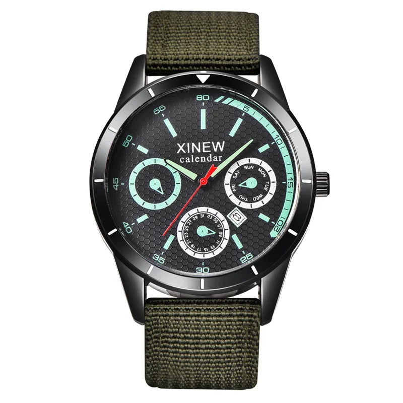 

Nylon Fashion Watches Men Luxury Brand Luminous Hands Calendar Quartz Clock Male New Design Casual Military Nylon Wristwatch