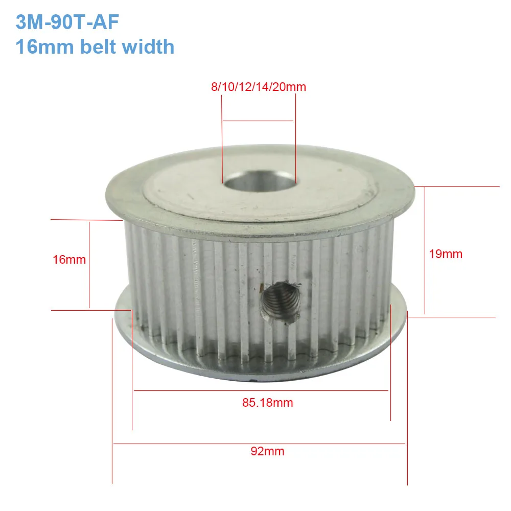 HTD 3 м 90 т ременный шкив 16 мм ремень Ширина 8/10/12/14/20 мм внутренний диаметр зубчатый шкив Алюминий прутковая заготовка шкива синхронизации: 90 зубцов колеса зубчатый шкив для ремня