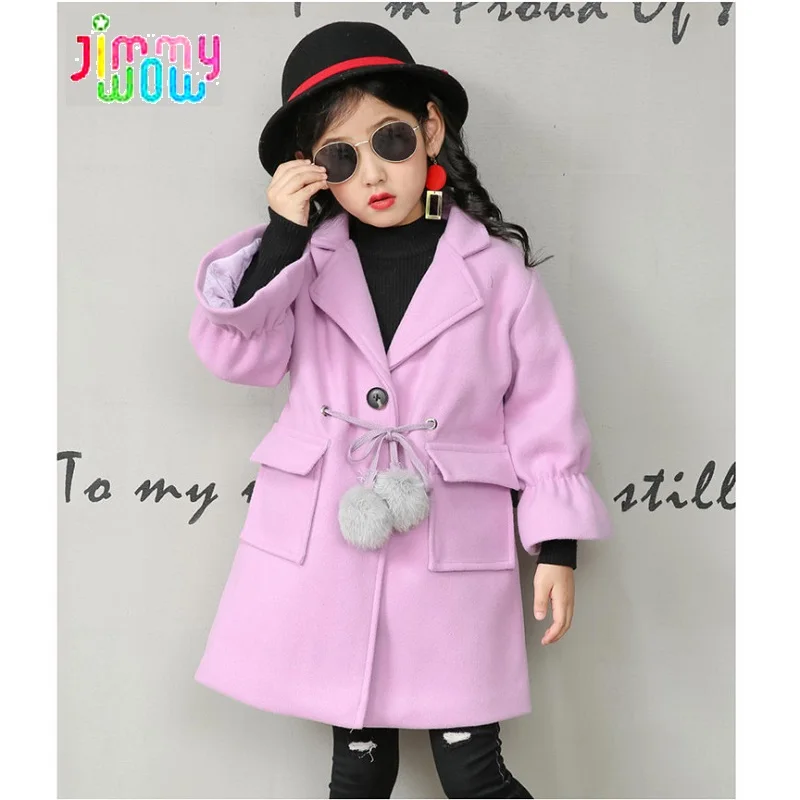 

2018 fashion 100-150cm Children Girls Kids Clothes Winter Thick warm woolen overcoat Girls clothing Outwear Wool Blends Coat