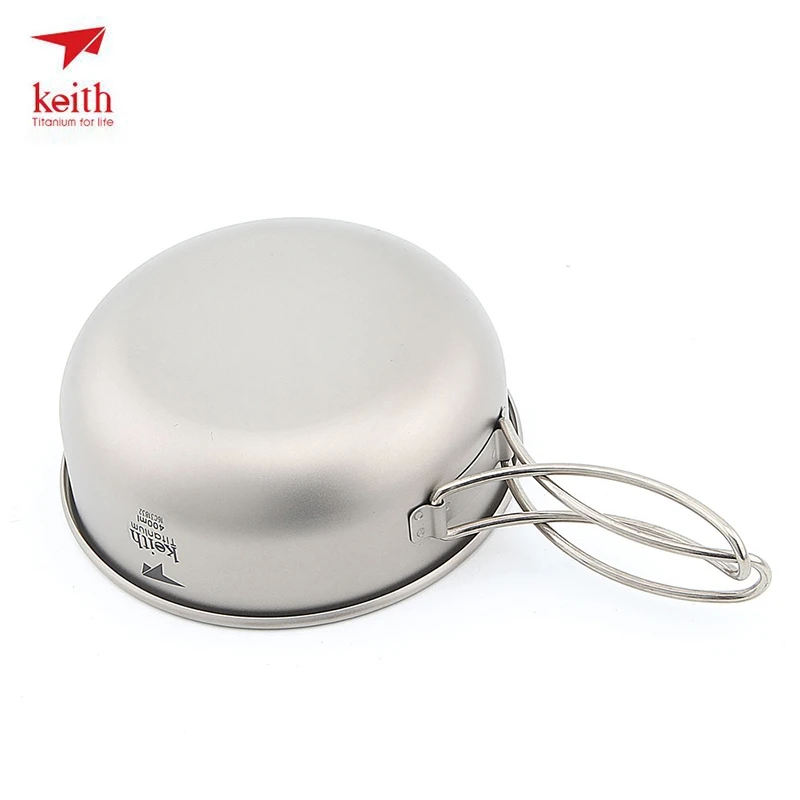 600 ml Keith Titanium tazón plegable Eco-friendly Camping Cookware para alimentos arroz herramienta con mango plegable ultraligero 80g Ti5326