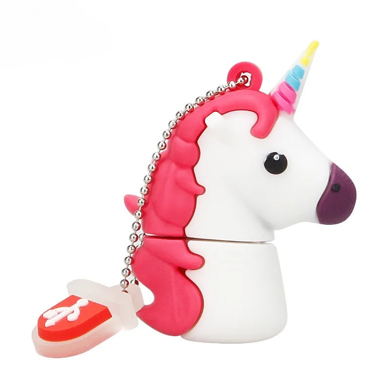 

100% True Capacity usb Flash Drive 64gb Unicorn pen drive 16gb usb disk 128gb 8gb 4gb Cute animal pendrive 32gb White Horse Gift