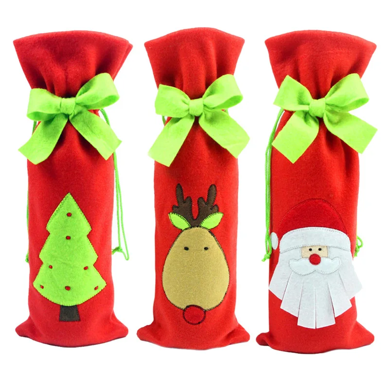 

Santa Claus Xmas Tree Pattern Wine Bottle Cover Cute Candy Gift Bags New Year Christmas Decoration Kids Gifts Supplies 36*13cm