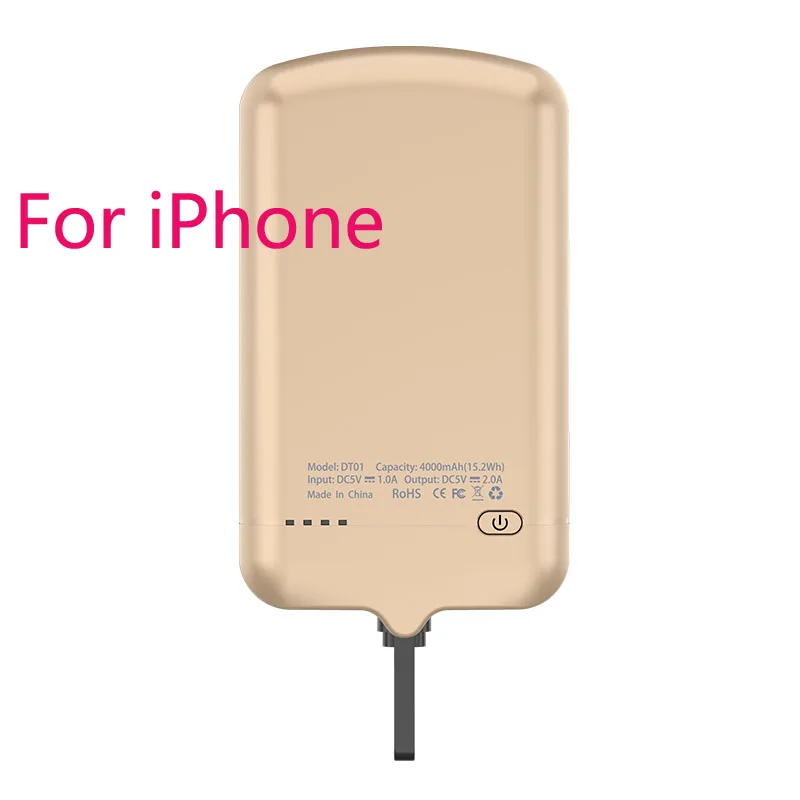 Для iPhone 6 7 8 Plus X 4000 мАч внешний чехол-батарея для телефона Мощность банка для samsung S8 S9 huawei LG Xiaomi батарея Charging Cover - Цвет: for iphone  gold