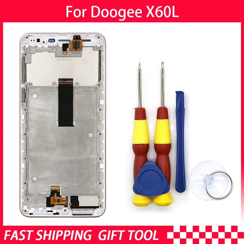 Сенсорный экран ЖК-дисплей для Doogee X60L дигитайзер в сборе с рамкой запасные части+ инструмент для разборки