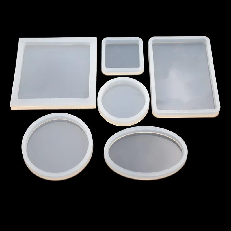 

SNASAN 6pieces Square Round Oval rectangle Scrapbooking Silicone Mold Resin Silicone Mould handmade DIY epoxy resin molds