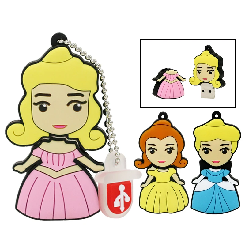 

New Cartoon Girl USB 2.0 32G Little Princess Memory Stick Pen Drive 64G pendrive U disk 4GB 8GB 16GB USB Flash Drive lovely Gift