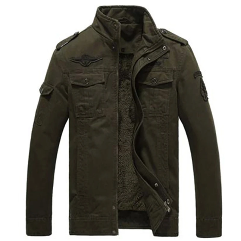

Black Army Khaki 3 colors Plus Size 6XL High Quality Winter Warm Men Bomber Jackets Military Jackets