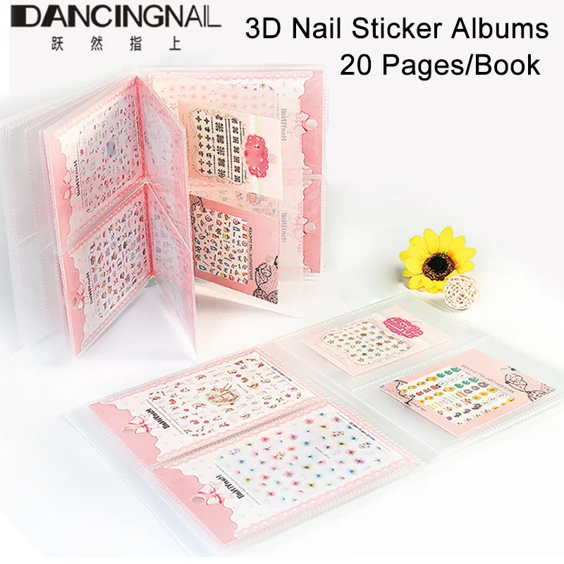 

1 Pc 20 Pages 3D Nail Art Sticker Album Water Decal Collecting Storage Display Book Lattice Scrapbook Salon Manicure Art Tool