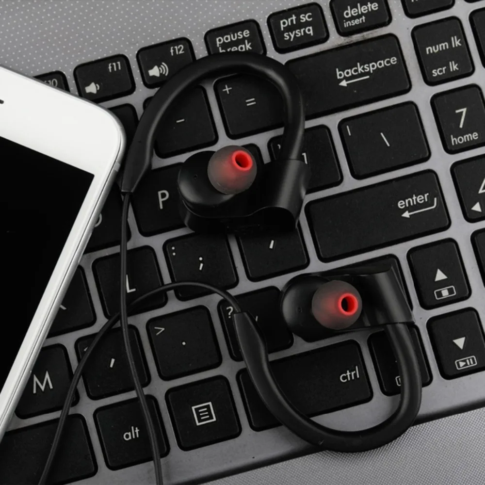 SOONHUA Wireless Bluetooth Earphone Ear Hook Sports Stereo Headphone Waterproof Bass Headset With Handsfree Microphone For Phone