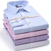 Дизайн весна синие полосатые Умные повседневные мужские рубашки с длинными рукавами нежелезные элегантные официальные деловые для мужчин платья рубашки