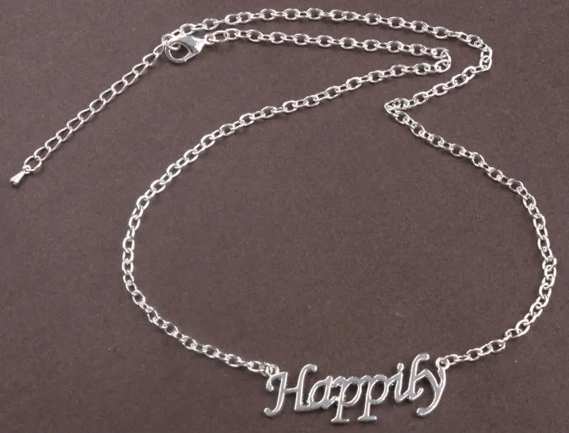 

6PCS Bright Silver Color Friend Smile Lovely Word Metal Link Chain Necklace