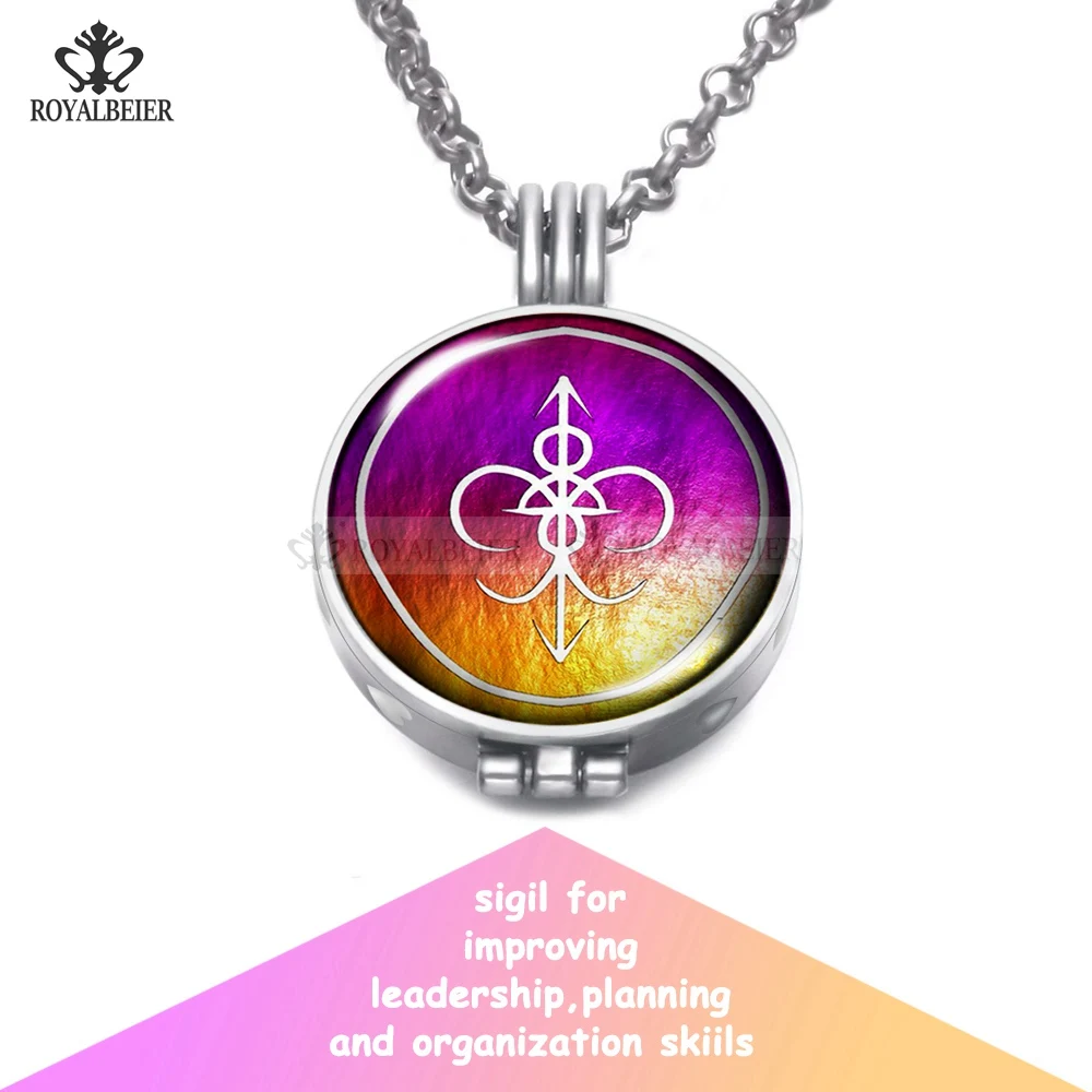 

Silver Pendant Sigil For Improving Perfume Aroma Pendant Necklace With Foam 25mm Glass Charm Link Chain 62cm Length DZ1822k