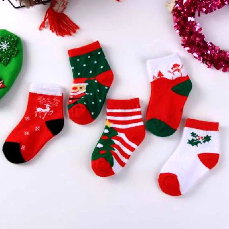 Новые хлопковые прямые рождественские носки милые для мальчиков и девочек короткие Носки с рисунком Санта Клауса дышащие чулки s m l xl - Цвет: Child-XL-Random
