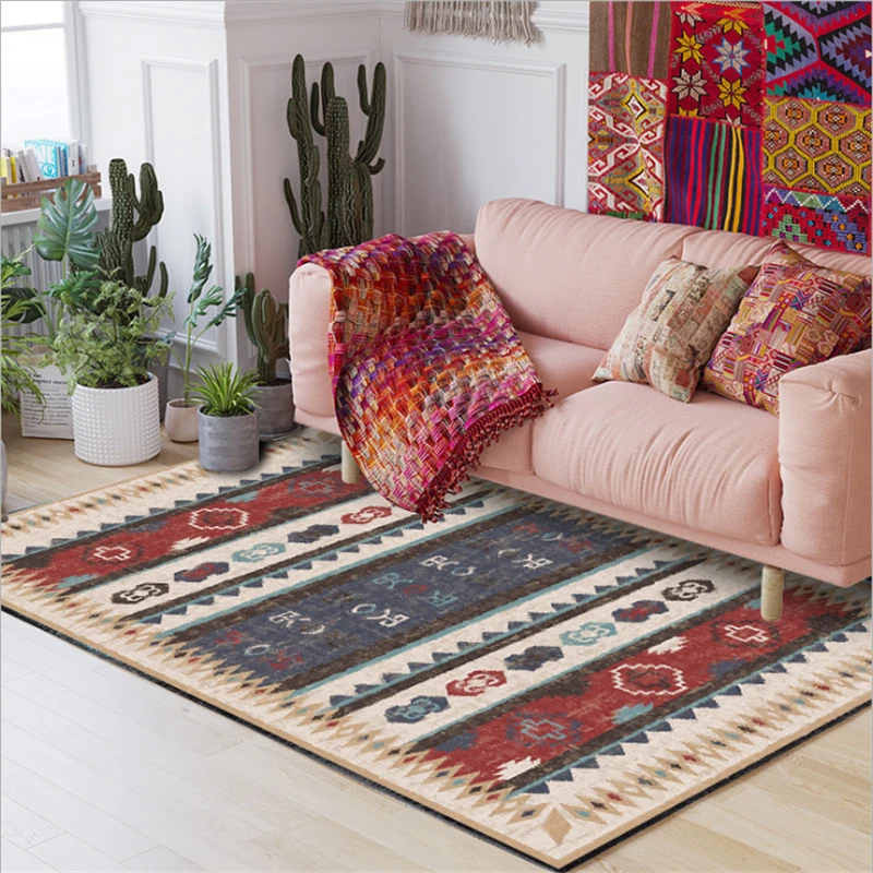 Bohemian Vintage Indian Ethnic Wind Carpet Carpets for Living Room Rugs for Children Rooms Sofa Coffee Table Rug Floor Mat