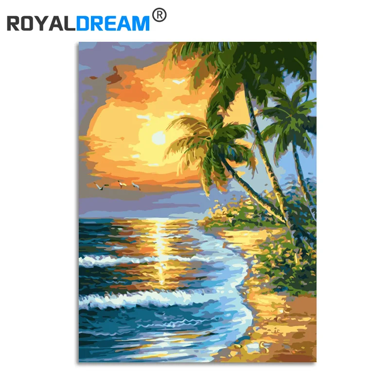 Пляжный Пейзаж ROYALDREAM сделай сам набор для рисования по номерам Раскрашивание