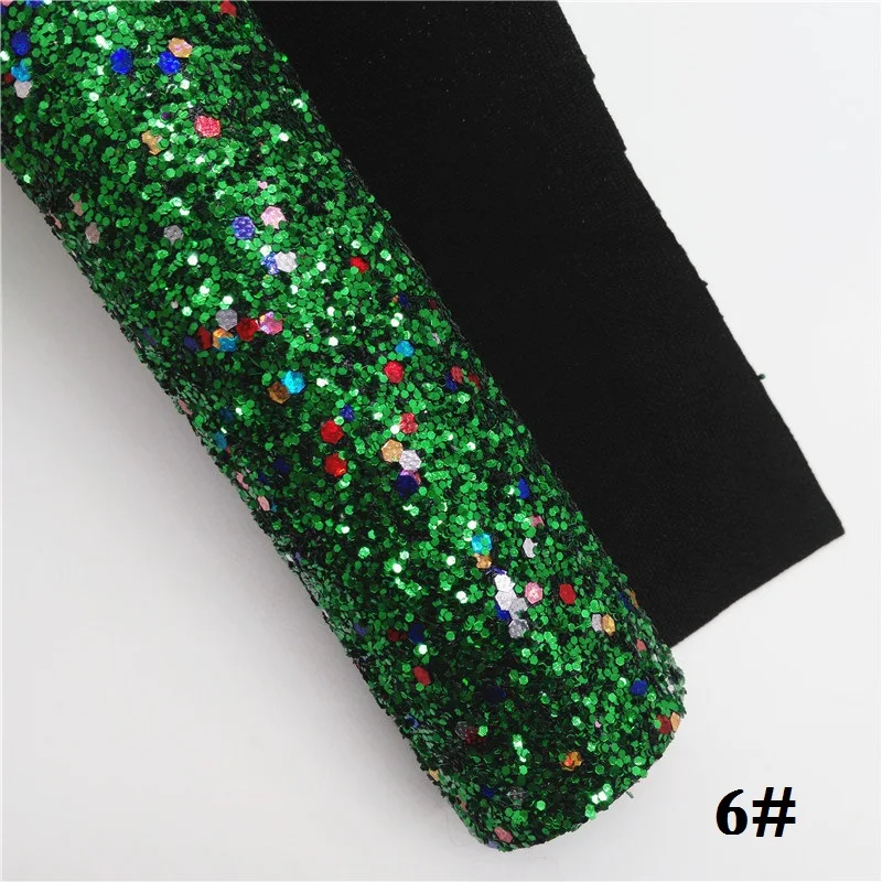 Glitterwishcome 21X29CM A4 Size Christmas Glitter Fabric, Chunky Glitter Leather Fabric Sheets, Glitter Vinyl for Bows, GM444A - Цвет: 6