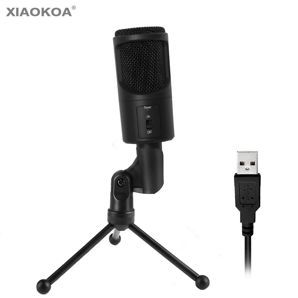 USB конденсаторный микрофон для компьютера usb с подставкой караоке запись звука сети Подкаст игры микрофоны XIAOKOA