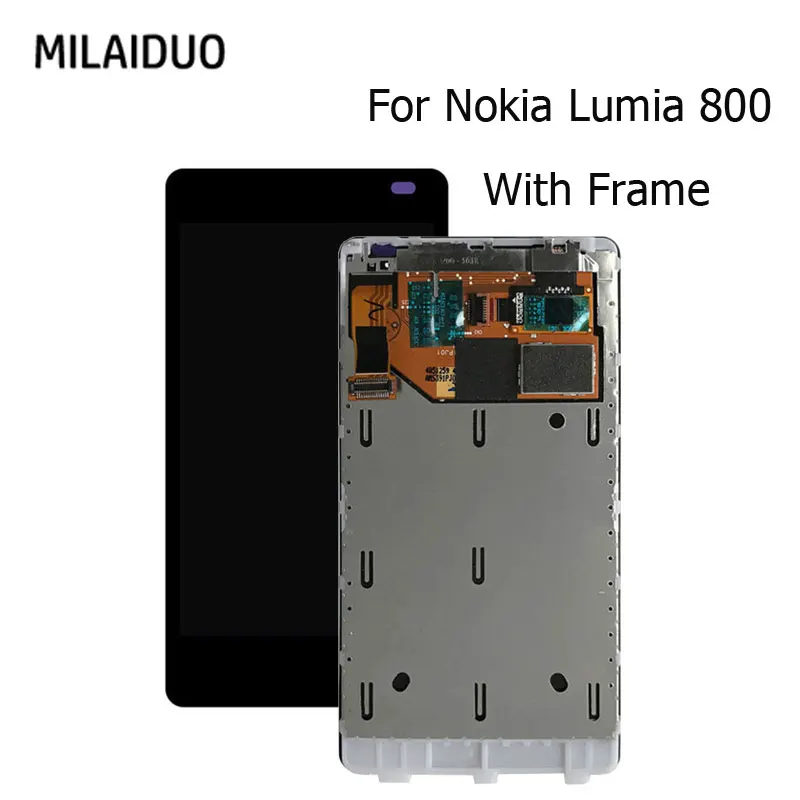 

LCD Display For Nokia Lumia 800 Touch Screen Digitizer Full Assembly Black No Frame Replacement Parts 3.7 Inch 100% Tested