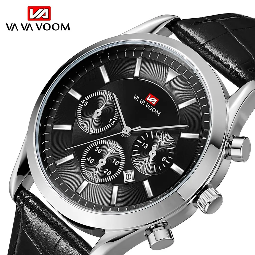 

Top Luxury Brand Men's Business Casual Watch Man Leather Belt Wrist Watch Sports Waterproof Calendar Quartz Movement Watch 2019