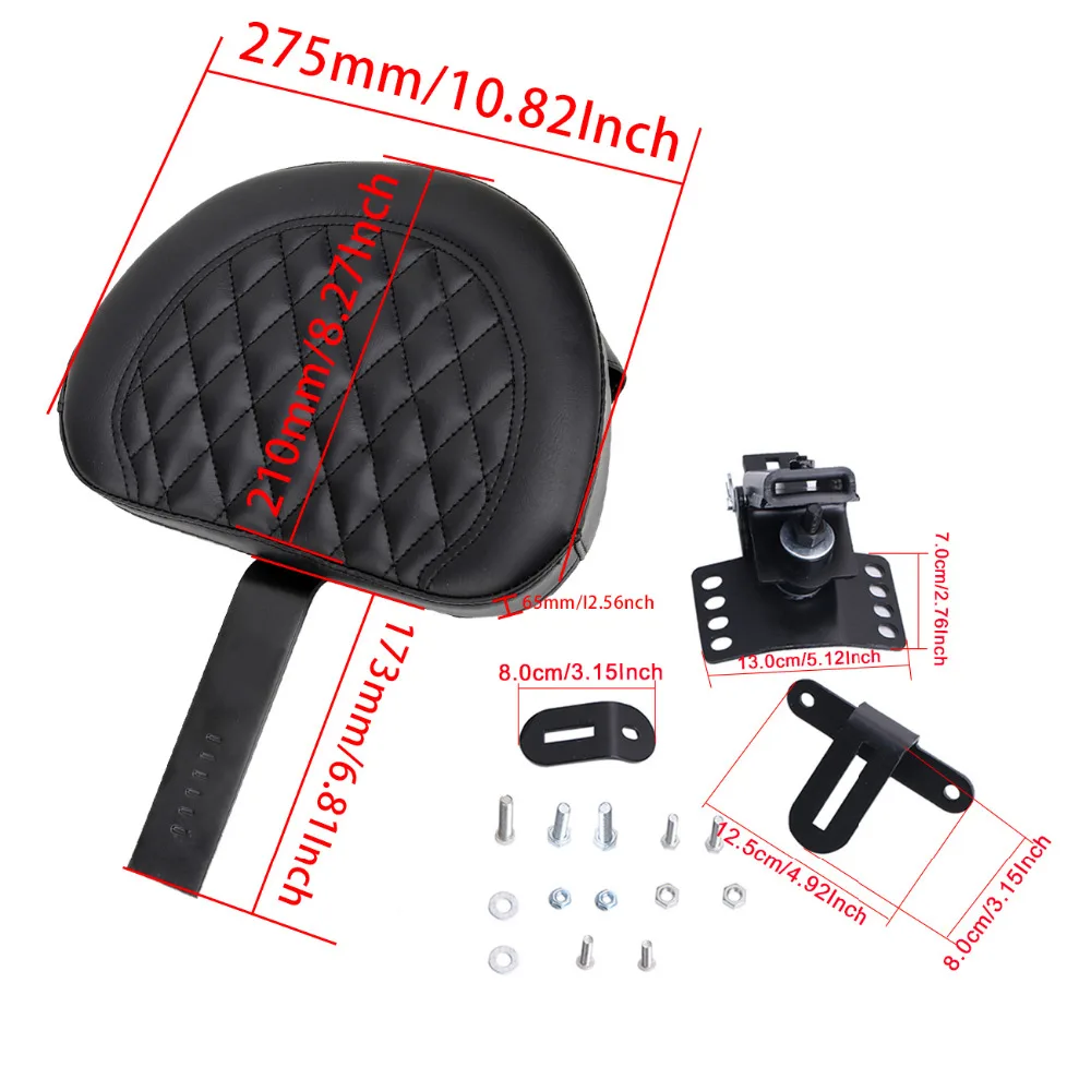 KOLEROADER Detachable Motorcycle Driver Rider Backrest Back Cushion Pad