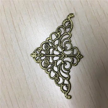 

Filigree Triangle Flower Wraps Cabochon Ancient Bronze Flatback Metal Embellishments Scrapbooking For DIY,5cm*3.2cm,100Pcs