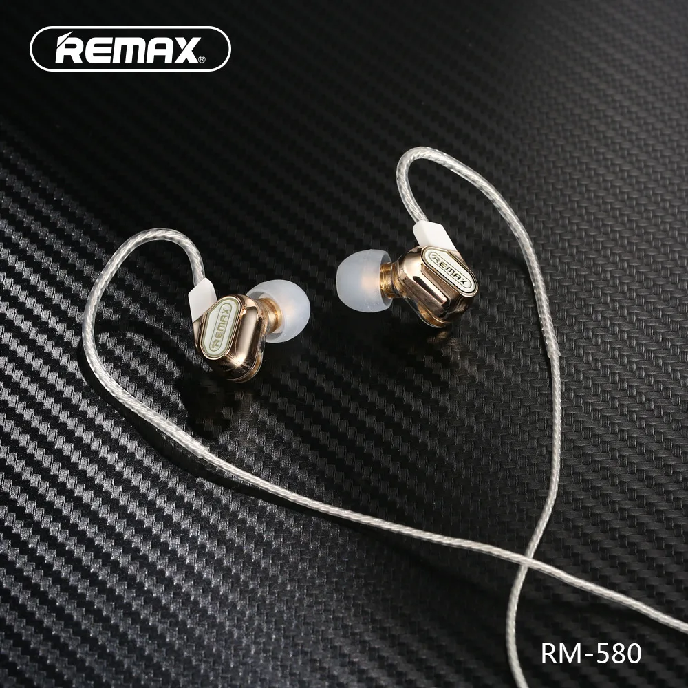 

High quality remax RM-580 ear-style high-definition microphone Wire control dual active-coil earphone stereo music phone headset