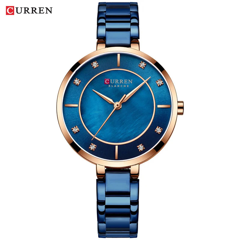 

Stainless Steel Band Women Quartz Watches Luxury Brand Dress Ladies CURREN watch with Crystal Rhinestone Quartz Clock Female